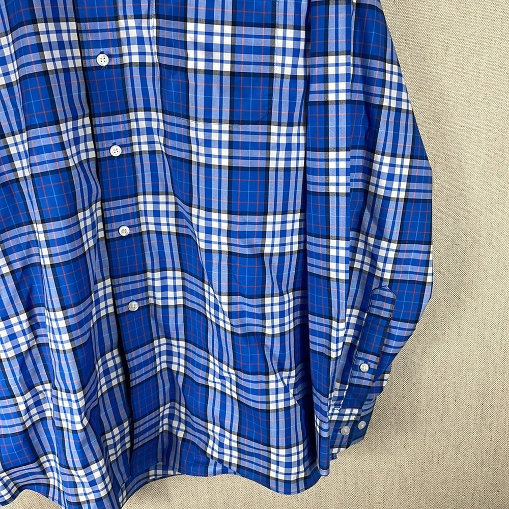 Jos. A. Bank > Blue Plaid Button Down Shirt Large - Picture 4 of 7